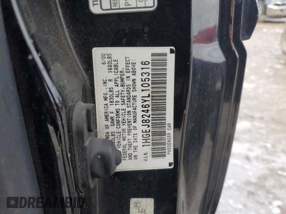 2000 Honda Civic EX with VIN 1HGEJ8246YL105316, listed as a Copart auction lot 47733575 with 233,688 mi miles and Salvage Title. Bid and sale history available at carsss.com. Image 12.