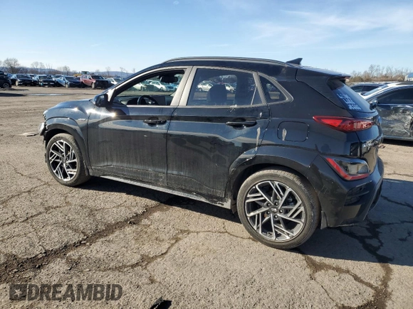 2023 Hyundai Kona N Line with VIN KM8K3CA30PU012643, listed as a Copart auction lot 44437365 with 39,334 mi miles and Salvage Title. Bid and sale history available at carsss.com. Image 2.