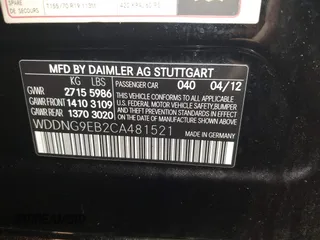 2012 Mercedes-Benz S 550 with VIN WDDNG9EB2CA481521, listed as a IAAI auction lot 41488845 with 89,186 mi miles and . Bid and sale history available at DreamBid. Image 9.
