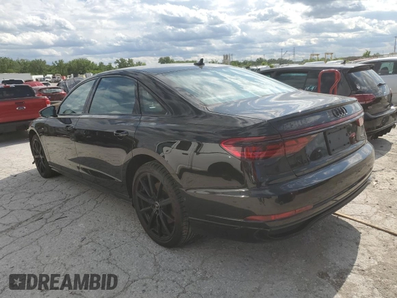 2022 Audi A8 with VIN WAULDAF89NN006262, listed as a Copart auction lot 57478025 with 13,020 mi miles and Salvage title. Bid and sale history available at DreamBid. Image 2.