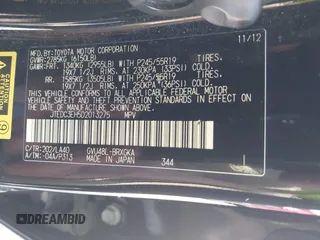 2013 Toyota Highlander Limited with VIN JTEDC3EH5D2013275, listed as a IAAI auction lot 42554477 with 161,252 mi miles and . Bid and sale history available at DreamBid. Image 9.