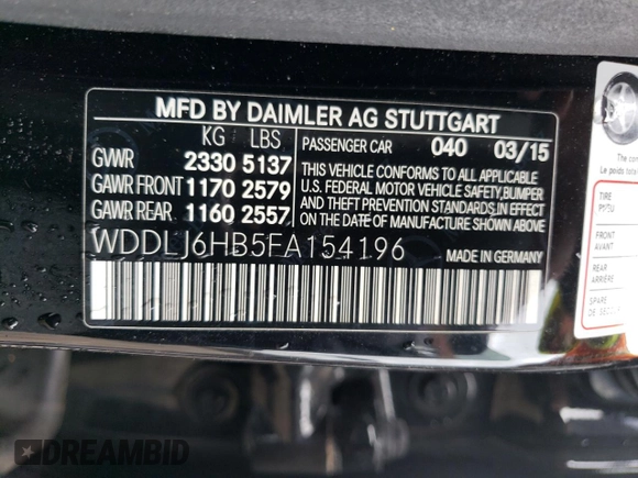 2015 Mercedes-Benz CLS-Class CLS 400 with VIN WDDLJ6HB5FA154196, listed as a Copart auction lot 69663013 with 73,335 mi miles. Bid and sale history available at carsss.com. Image 14.
