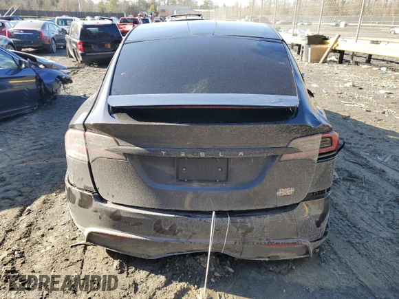 2024 Tesla Model X Plaid with VIN 7SAXCBE61RF448716, listed as a Copart auction lot 42599075 with Not Provided miles and Salvage Title. Bid and sale history available at DreamBid. Image 6.