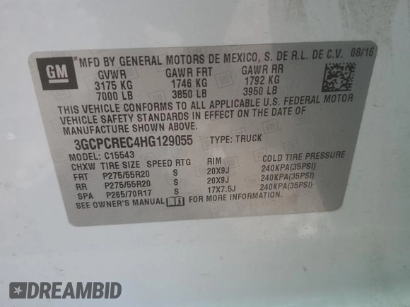 2017 Chevrolet Silverado 1500 LT with VIN 3GCPCREC4HG129055, listed as a Copart auction lot 50312855 with 121,334 mi miles and Salvage Title. Bid and sale history available at carsss.com. Image 14.