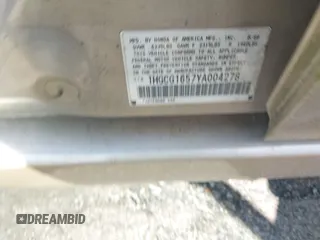 2000 Honda Accord EX с VIN 1HGCG1657YA004278, выставлен на аукционе IAAI как лот 42240210 с пробегом 484 941 миль миль и . История ставок и продаж доступна на DreamBid. Изображение 9.