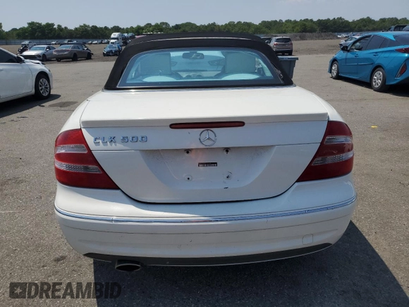 2005 Mercedes-Benz CLK 500 with VIN WDBTK75G35T037649, listed as a Copart auction lot 66212825 with 107,716 mi miles and Salvage title. Bid and sale history available at DreamBid. Image 6.