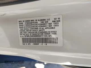 2016 Honda Odyssey EX-L z VIN 5FNRL5H65GB055317, wystawiony jako IAAI lot #41825497 z przebiegiem 117 672 mil mil oraz . Historia ofert i sprzedaży dostępna na DreamBid. Obrazek 9.