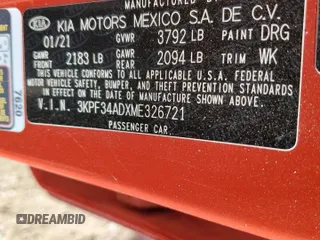 2021 Kia Forte GT-Line с VIN 3KPF34ADXME326721, выставлен на аукционе Copart как лот 54167215 с пробегом 119 768 миль миль и Списание • Salvage title. История ставок и продаж доступна на DreamBid. Изображение 12.
