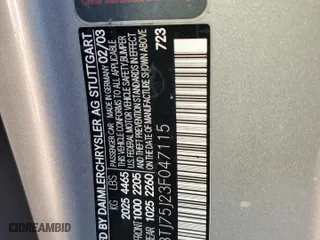 2003 Mercedes-Benz CLK-Class 5.0L with VIN WDBTJ75J23F047115, listed as a Copart auction lot 87011274 with 0 mi miles and Salvage Title. Bid and sale history available at carsss.com. Image 13.