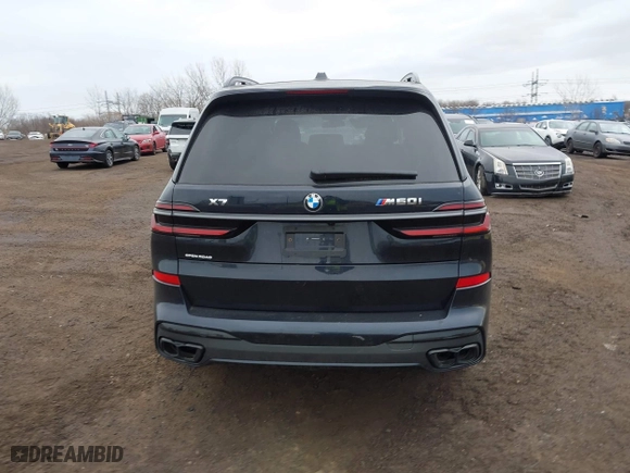 2025 BMW X7 M60i with VIN 5UX33EM08S9X65854, listed as a IAAI auction lot 41689675 with 2,595 mi miles. Bid and sale history available at carsss.com. Image 16.