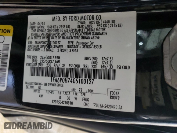 2016 Ford Fusion SE with VIN 1FA6P0H74G5100127, listed as a Copart auction lot 61381755 with 93,782 mi miles and Salvage title. Bid and sale history available at DreamBid. Image 12.