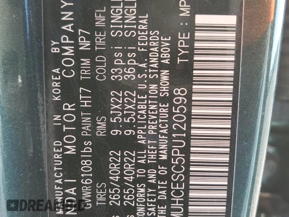 2023 Genesis GV80 with VIN KMUHCESC5PU120598, listed as a Copart auction lot 44137235 with 18,099 mi miles and Salvage title. Bid and sale history available at DreamBid. Image 13.