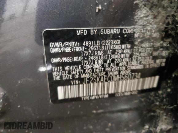 2021 Subaru Forester Premium z VIN JF2SKAFC0MH560734, wystawiony jako Copart lot #41489675 z przebiegiem 47 670 mil mil oraz Szkoda całkowita • Salvage title. Historia ofert i sprzedaży dostępna na DreamBid. Obrazek 13.