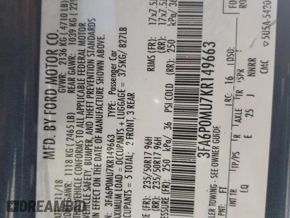 2019 Ford Fusion Hybrid SEL with VIN 3FA6P0MU7KR149663, listed as a Copart auction lot 44772323 with 88,563 mi miles. Bid and sale history available at carsss.com. Image 15.
