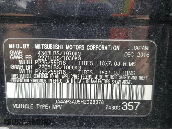 2017 Mitsubishi Outlander ES с VIN JA4AP3AU5HZ028378, выставлен на аукционе Copart как лот 56909965 с пробегом 131 638 миль миль и Списание • Salvage title. История ставок и продаж доступна на DreamBid. Изображение 14.