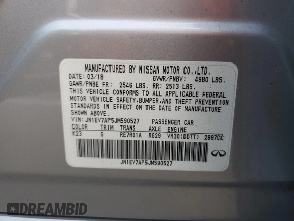 2018 Infiniti Q50 3.0t LUXE with VIN JN1EV7AP5JM590527, listed as a Copart auction lot 82385574 with 80,962 mi miles and Salvage Title. Bid and sale history available at carsss.com. Image 12.