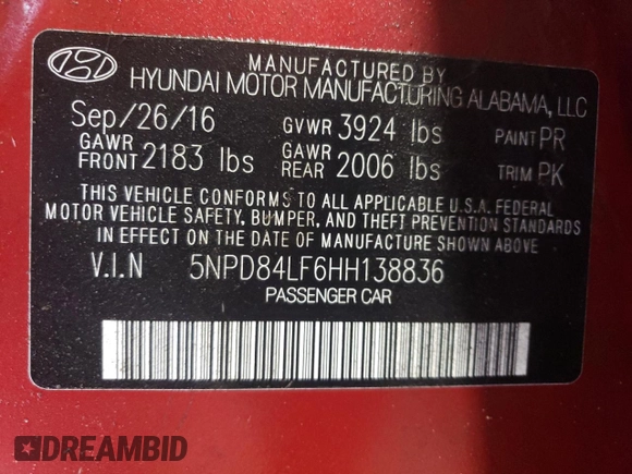 2017 Hyundai Elantra SE with VIN 5NPD84LF6HH138836, listed as a Copart auction lot 44227385 with 60,885 mi miles and Salvage Title. Bid and sale history available at DreamBid. Image 13.