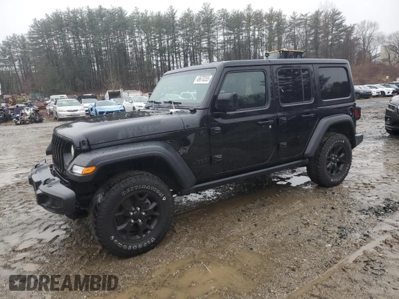 2021 Jeep Wrangler Unlimited Willys with VIN 1C4HJXDN2MW741557, listed as a Copart auction lot 49670355 with 83,180 mi miles and Clean Title. Bid and sale history available at DreamBid. Image 1.