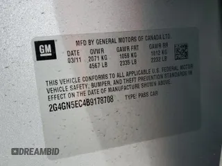 2011 Buick Regal CXL RL1 with VIN 2G4GN5EC4B9178708, listed as a Copart auction lot 51629425 with 60,827 mi miles and Salvage Title. Bid and sale history available at DreamBid. Image 12.