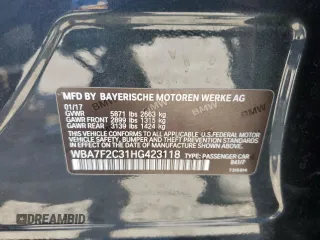 2017 BMW 7 Series with VIN WBA7F2C31HG423118, listed as a Copart auction lot 70628914 with 85,512 mi miles and Salvage Title. Bid and sale history available at DreamBid. Image 12.