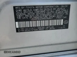 2010 Lexus IS 250 with VIN JTHCF5C23A5036807, listed as a Copart auction lot 55995765 with 134,973 mi miles and Salvage title. Bid and sale history available at DreamBid. Image 12.