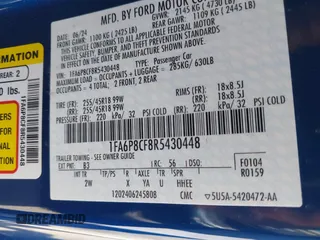 2024 Ford Mustang GT with VIN 1FA6P8CF8R5430448, listed as a IAAI auction lot 42486850 with 5,647 mi miles and . Bid and sale history available at DreamBid. Image 9.