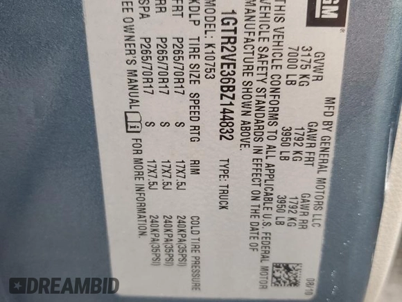 2011 GMC Sierra 1500 SLE с VIN 1GTR2VE36BZ144832, выставлен на аукционе Copart как лот 54582905 с пробегом 219 638 миль миль и Списание • Salvage title. История ставок и продаж доступна на DreamBid. Изображение 12.