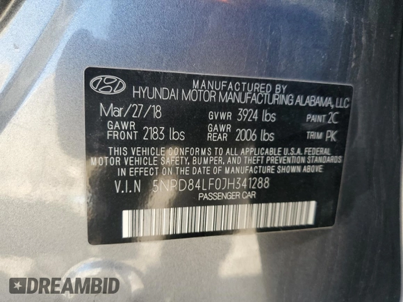 2018 Hyundai Elantra SEL with VIN 5NPD84LF0JH341288, listed as a Copart auction lot 52116945 with 98,365 mi miles and Salvage Title. Bid and sale history available at carsss.com. Image 12.