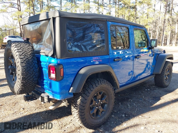 2021 Jeep Wrangler Unlimited Sport S with VIN 1C4HJXDG1MW722743, listed as a IAAI auction lot 41237900 with 35,662 mi miles and . Bid and sale history available at DreamBid. Image 4.