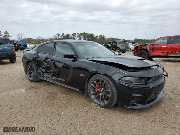 2022 Dodge Charger Scat Pack Widebody with VIN 2C3CDXGJXNH180037, listed as a Copart auction lot 47128595 with 15,583 mi miles and Salvage Title. Bid and sale history available at carsss.com. Image 4.