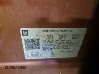 2019 Cadillac XT4 FWD Sport z VIN 1GYFZER43KF176425, wystawiony jako Copart lot #45782685 z przebiegiem 94 986 mil mil oraz Szkoda całkowita • Salvage title. Historia ofert i sprzedaży dostępna na DreamBid. Obrazek 15.
