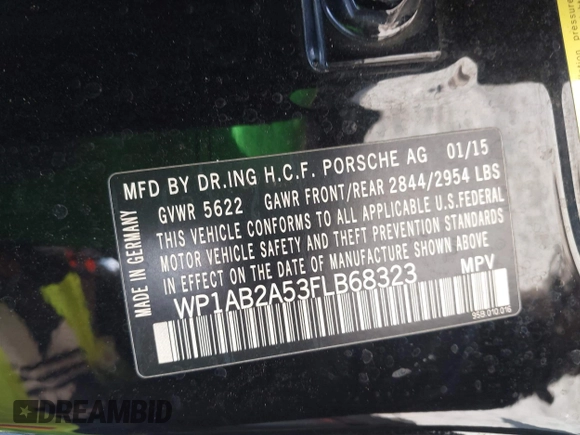 2015 Porsche Macan S with VIN WP1AB2A53FLB68323, listed as a IAAI auction lot 42121576 with 102,031 mi miles. Bid and sale history available at carsss.com. Image 9.