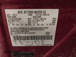 2015 Ford F-150 XLT with VIN 1FTEW1EG8FFA41398, listed as a IAAI auction lot 42102711 with 129,812 mi miles and . Bid and sale history available at DreamBid. Image 9.