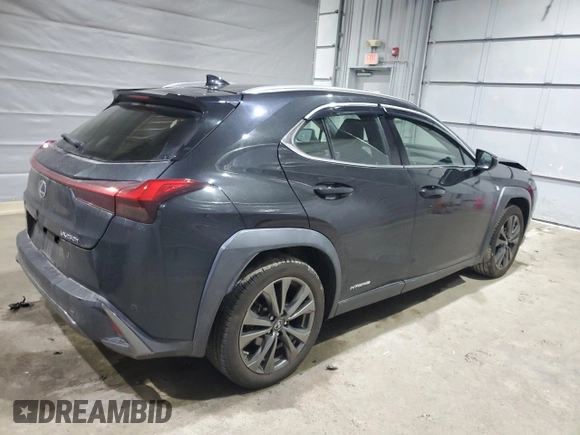 2020 Lexus UX 250h F Sport with VIN JTHR9JBHXL2025565, listed as a Copart auction lot 48895135 with 48,393 mi miles and Salvage title. Bid and sale history available at DreamBid. Image 3.