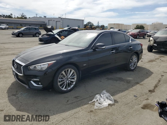 2020 Infiniti Q50 Luxe z VIN JN1EV7AR1LM250098, wystawiony jako Copart lot #50047065 z przebiegiem 40 447 mil mil oraz Szkoda całkowita • Salvage title. Historia ofert i sprzedaży dostępna na DreamBid. Obrazek 1.