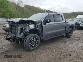 2021 GMC Sierra 1500 AT4 with VIN 1GTU9EET4MZ430672, listed as a Copart auction lot 53849175 with 94,705 mi miles and Salvage title. Bid and sale history available at DreamBid. Image 1.