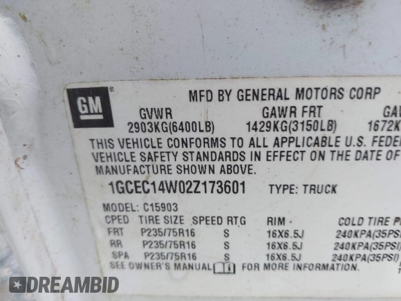 2002 Chevrolet Silverado 1500 Commercial with VIN 1GCEC14W02Z173601, listed as a IAAI auction lot 42230977 with 242,927 mi miles and . Bid and sale history available at DreamBid. Image 9.