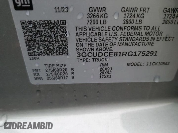 2024 Chevrolet Silverado 1500 Custom Trail Boss with VIN 3GCUDCE81RG175291, listed as a Copart auction lot 80973244 with 14,674 mi miles and Salvage Title. Bid and sale history available at carsss.com. Image 13.