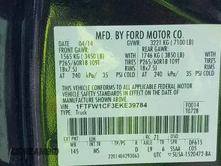 2014 Ford F-150 XL with VIN 1FTFW1CF3EKE39784, listed as a IAAI auction lot 42583629 with 160,468 mi miles and . Bid and sale history available at DreamBid. Image 9.