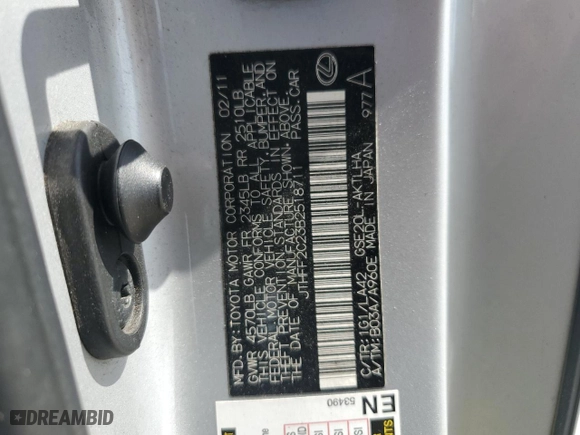 2011 Lexus IS 250C with VIN JTHFF2C23B2518711, listed as a Copart auction lot 68804444 with 221,020 mi miles and Salvage Title. Bid and sale history available at carsss.com. Image 14.