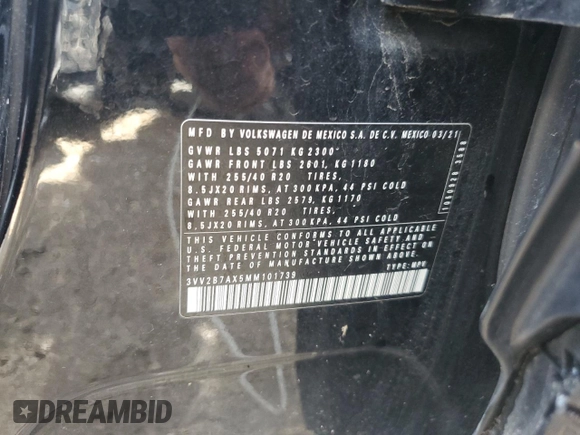 2021 Volkswagen Tiguan SE z VIN 3VV2B7AX5MM101739, wystawiony jako Copart lot #61442715 z przebiegiem 81 523 mil mil oraz Szkoda całkowita • Salvage title. Historia ofert i sprzedaży dostępna na DreamBid. Obrazek 13.