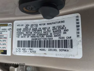 2007 Toyota Corolla CE with VIN 1NXBR32E77Z917203, listed as a IAAI auction lot 41706504 with 168,646 mi miles and . Bid and sale history available at DreamBid. Image 9.