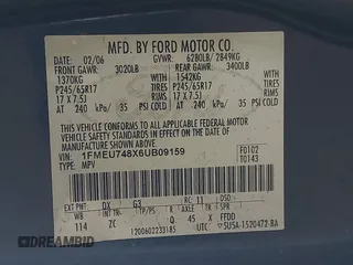 2006 Ford Explorer Eddie Bauer z VIN 1FMEU748X6UB09159, wystawiony jako IAAI lot #41951982 z przebiegiem 209 730 mil mil oraz . Historia ofert i sprzedaży dostępna na DreamBid. Obrazek 9.
