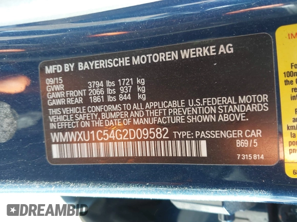 2016 MINI Hardtop 4 Door z VIN WMWXU1C54G2D09582, wystawiony jako IAAI lot #41754947 z przebiegiem 113 405 mil mil oraz . Historia ofert i sprzedaży dostępna na DreamBid. Obrazek 9.