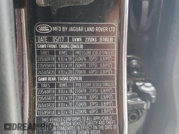 2017 Land Rover Range Rover Evoque SE with VIN SALVP2BG8HH249062, listed as a Copart auction lot 61902705 with 109,487 mi miles and Salvage title. Bid and sale history available at DreamBid. Image 13.