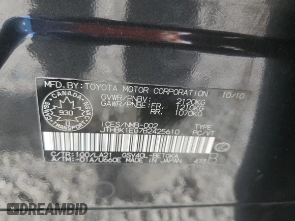 2011 Lexus ES 330 с VIN JTHBK1EG7B2425610, выставлен на аукционе Copart как лот 82159784 с пробегом 157 151 миль миль и Списание • Salvage title. История ставок и продаж доступна на DreamBid. Изображение 12.