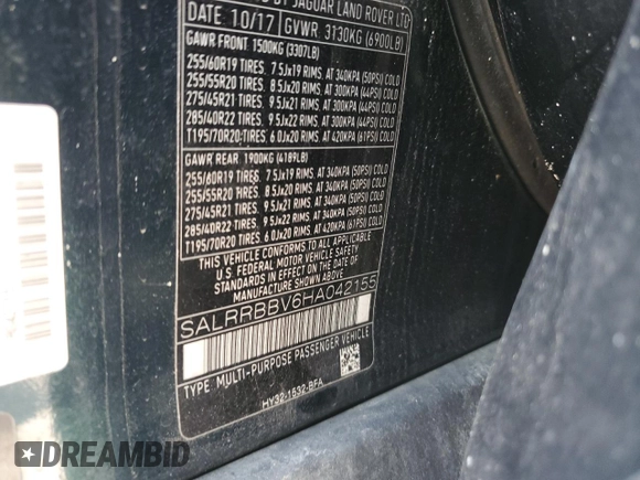 2017 Land Rover Discovery HSE with VIN SALRRBBV6HA042155, listed as a Copart auction lot 59009314 with 77,244 mi miles and Salvage Title. Bid and sale history available at carsss.com. Image 13.