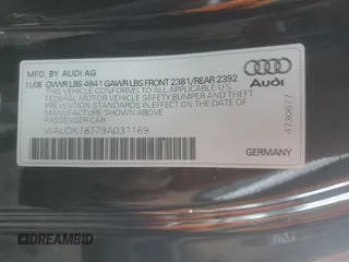2009 Audi A5 z VIN WAUDK78T79A031169, wystawiony jako Copart lot #57117825 z przebiegiem Nie podano mil oraz Nie do naprawy • Non repairable. Historia ofert i sprzedaży dostępna na DreamBid. Obrazek 13.
