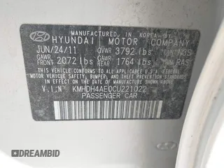 2012 Hyundai Elantra GLS с VIN KMHDH4AE0CU221022, выставлен на аукционе IAAI как лот 41981746 с пробегом 157 344 миль миль и . История ставок и продаж доступна на DreamBid. Изображение 9.