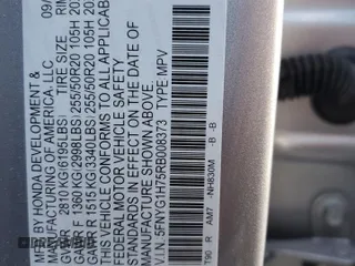 2024 Honda Pilot Touring with VIN 5FNYG1H75RB008373, listed as a Copart auction lot 68243994 with 0 mi miles and Salvage Title. Bid and sale history available at carsss.com. Image 12.